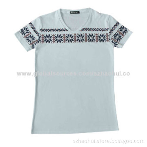 Men's fashionable v-neck t-shirt for casual wear, OEM brand and logo can be custom made